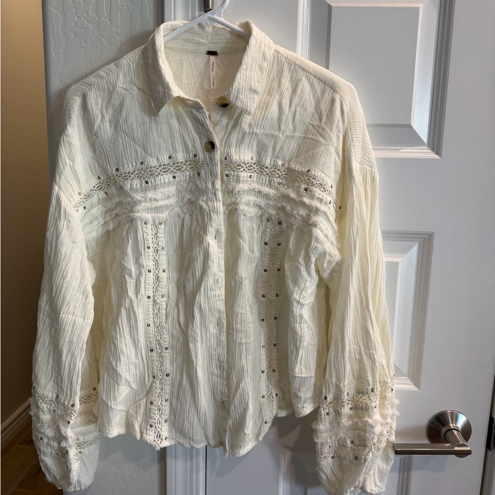 Free People Cream Blouse